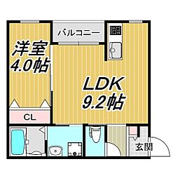 LECOCON四日市VI 201 2階1LDKの間取り