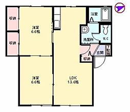 ディアスさや 1階2LDKの間取り