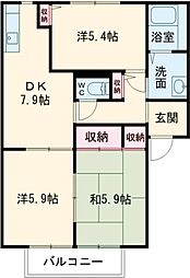 サンフラワー武蔵野台　Ｇ棟 G0202 2階3DKの間取り