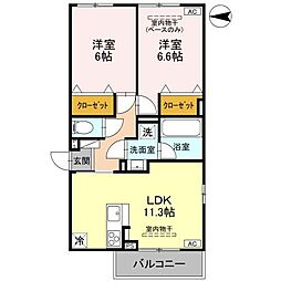 DR相木HATI 201 2階2LDKの間取り