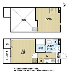 ＡＨＩＭＳＡ 2階1Kの間取り
