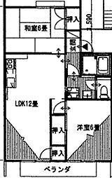 瀬戸ハイツA 2LDKの間取図画像