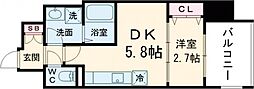 テラ堺市駅 2階1DKの間取り