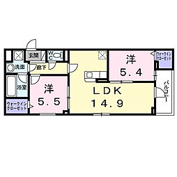 CREVANCE荒川 2LDKの間取図画像