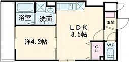 近鉄大阪線 弥刀駅 徒歩9分の賃貸アパート 2階1LDKの間取り