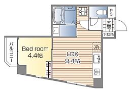 コスモグランデII 2階1LDKの間取り