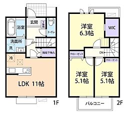 La Fraise　A 1階3LDKの間取り