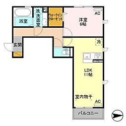 La Provence(ラ プロヴァンス) 2階1LDKの間取り