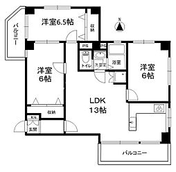 中落合東豊エステート 2階3LDKの間取り