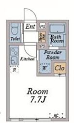 OTS新検見川 2階ワンルームの間取り