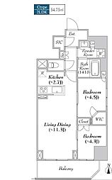 ＡＳＭＡＣＩ　　ＭＡＩＳＯＮ両国II 9階2LDKの間取り