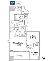 ＡＳＭＡＣＩ　　ＭＡＩＳＯＮ両国II 8階2LDKの間取り