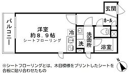 ＬＡＵＲＥＬ三ノ輪 1階ワンルームの間取り
