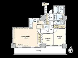 Ｂｒｉｌｌｉａ　Ｔｏｗｅｒ上野池之端 33階2LDKの間取り