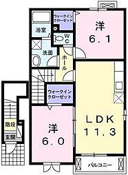 花水木壱番館 2LDKの間取図画像