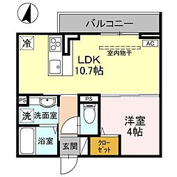 東京メトロ有楽町線 和光市駅 徒歩12分の賃貸アパート 3階1LDKの間取り