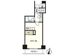 ブライトシティ柏木 8階ワンルームの間取り