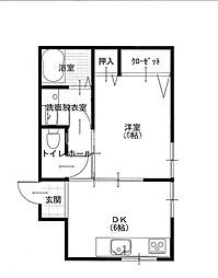 シティハイツ 2階1DKの間取り