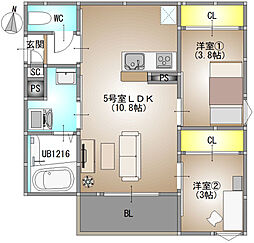 REGALEST 庭瀬II 3階2LDKの間取り