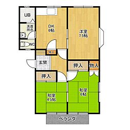 メゾニティ岩井 2階3DKの間取り