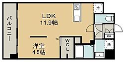 JR豊肥本線 水前寺駅 徒歩7分の賃貸マンション 6階1LDKの間取り