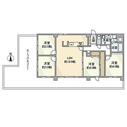 グリーンキャピタル神楽坂 5階4LDKの間取り