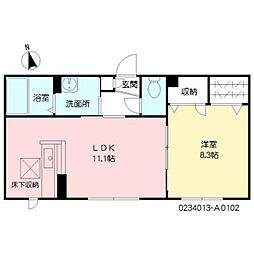 ディアス今泉 1階1LDKの間取り