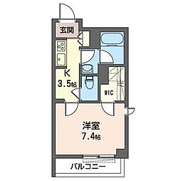 ラリュールI 101 1階1Kの間取り