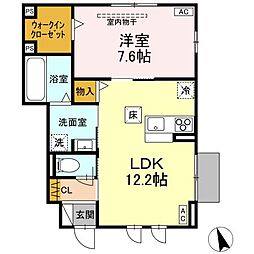 仙台市営南北線 富沢駅 徒歩24分の賃貸アパート 1階1LDKの間取り