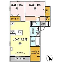coats山本 201 2階2LDKの間取り