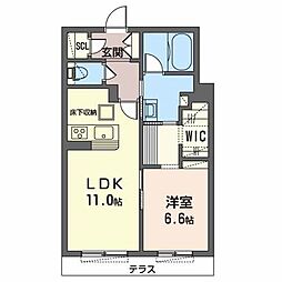 シャーメゾン　リュエル八戸ノ里 1階1LDKの間取り