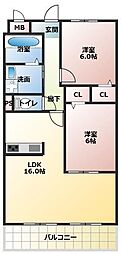 レジデンス光和-2 2LDKの間取図画像