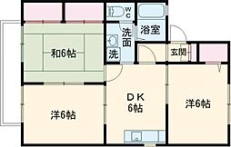 エスポワールもえぎ野B 3DKの間取図画像