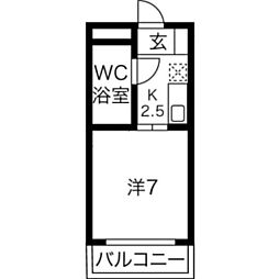 第三要ハイツ 1Kの間取図画像