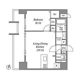 ファーストレジデンス栄 9階1LDKの間取り
