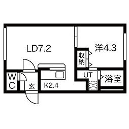 Viento美園 4階1LDKの間取り