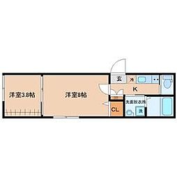 エル向山 1階2Kの間取り
