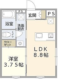 アーバンブランチ鳥屋野南A 1LDKの間取図画像