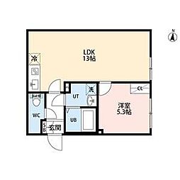 PARK LILA住吉 3階1LDKの間取り