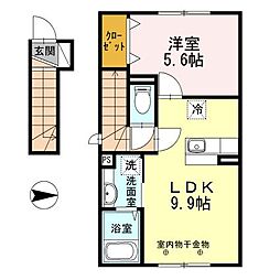 グランモア西大野 2階1LDKの間取り