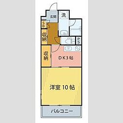 トロワフレール 6階1DKの間取り