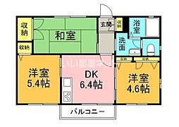 フォレストＡ 1階3DKの間取り