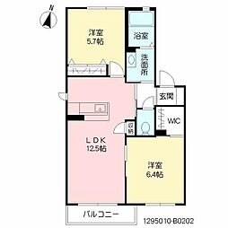 シャーメゾンソレイユB 2LDKの間取図画像