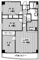 ソアール八千代中央I 3階3LDKの間取り