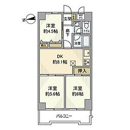 ルネ立石 302 3階3DKの間取り