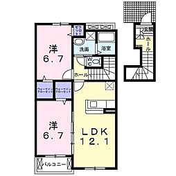 プリマヴェーラB 2LDKの間取図画像