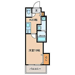 A-MENT385 305 3階1Kの間取り