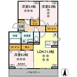 サリサ.j 2階3LDKの間取り