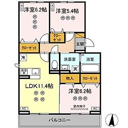 サリサ.j 3階3LDKの間取り