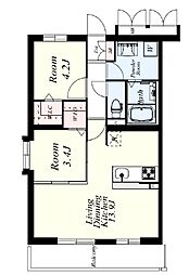 レトワール今川 2LDKの間取図画像
